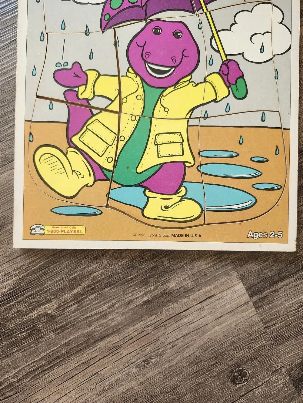 Vintage 90s Playskool Barney Dancin' in the Rain Puzzle